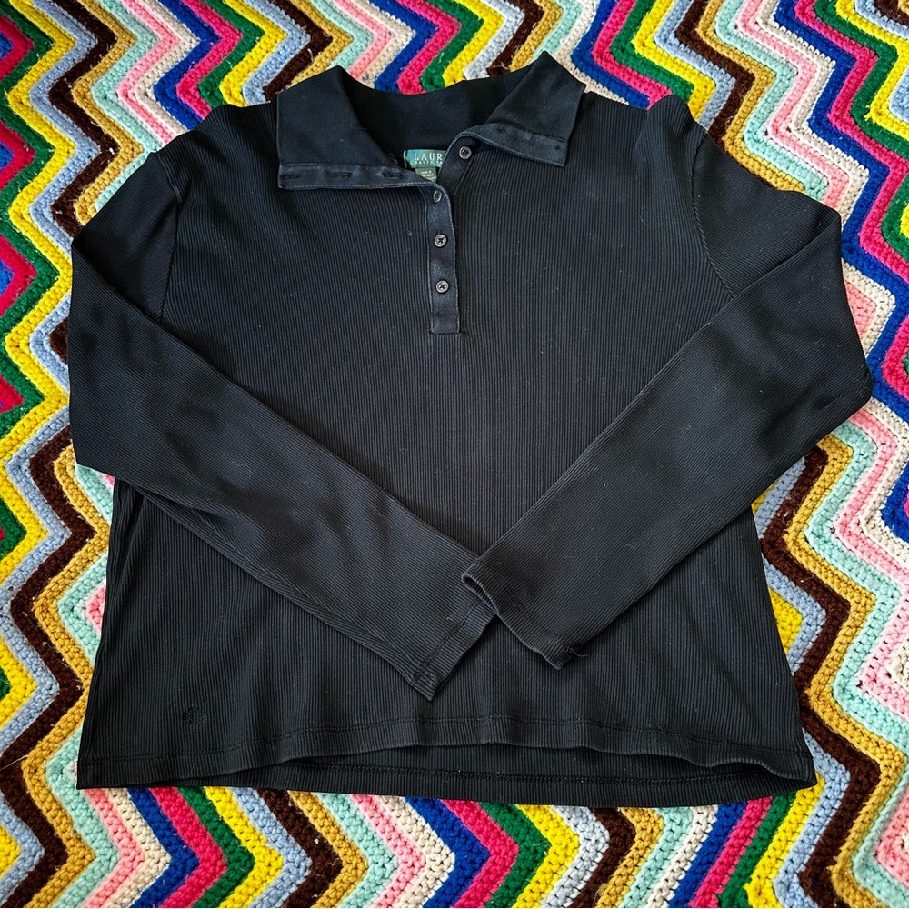 Lauren Ralph Lauren Ribbed Black Long Sleeve